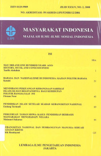 Image of MASYARAKAT INDONESIA (MAJALAH ILMU-ILMU SOSIAL INDONESIA) JILID XXX1V, NO. 2, 2008