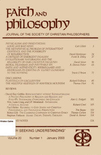 Image of Volume 20 No.1 January 2003: Faith and Philosophy